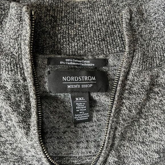 Nordstrom Men’s Shop Cotton Cashmere Heathered Quarter Zip - Picture 2 of 6